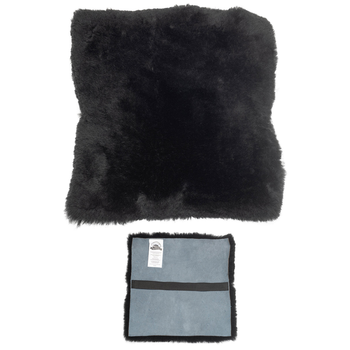 Black Merino Short Wool Sheepskin Seat Cover